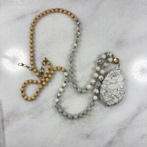 Elegant Beaded Necklace with Marble Pendant